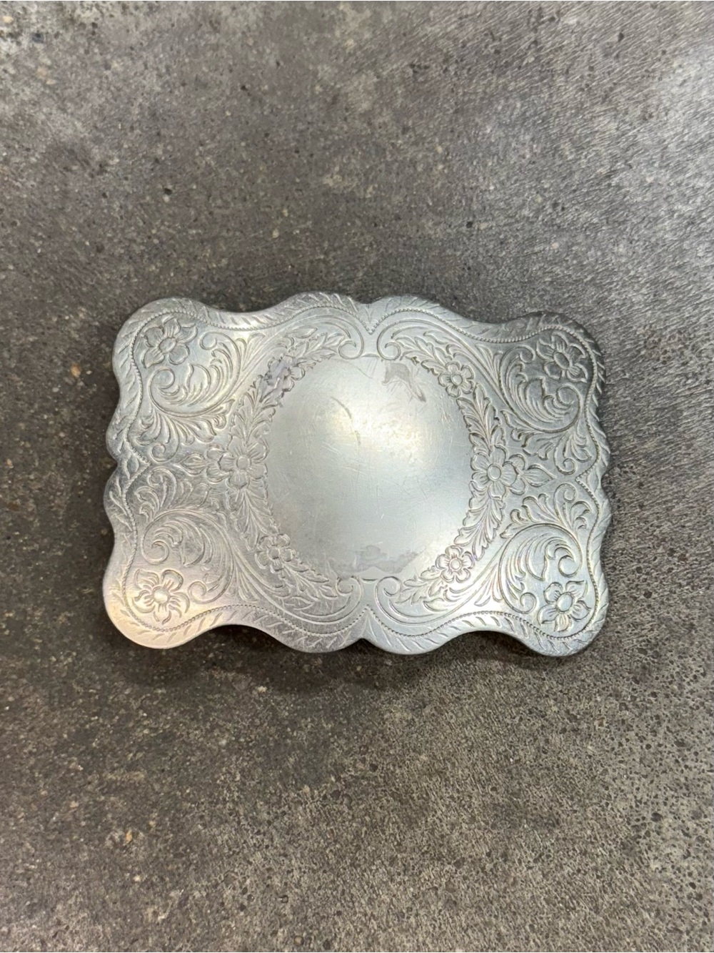 Vintage Justin Nickel Silver Blank Western Trophy Belt Buckle